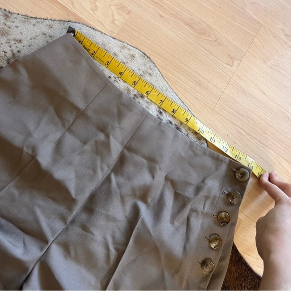 GOEN.J NWT Tan Wool Blend Straight Leg Trousers Side Buttons Size 6 - Picture 5 of 8